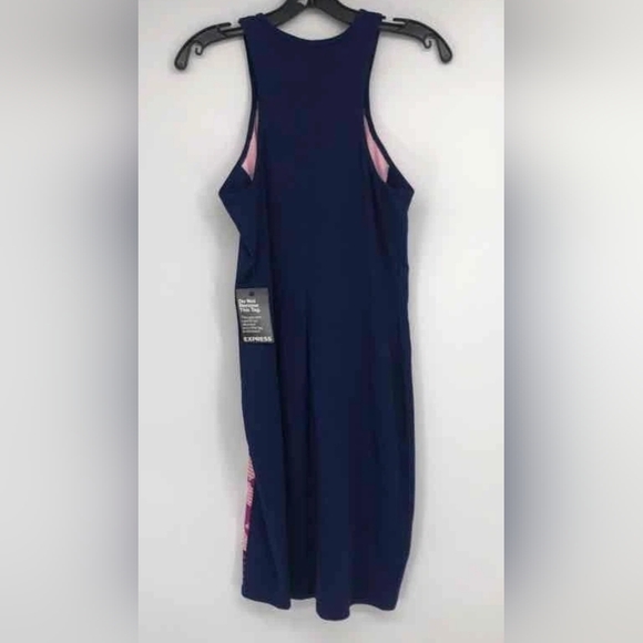 Express Geometric Patterned Dress - Pink and Blue. - Picture 2 of 5